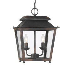 Golden 0804-M2L ABI - Golden Lighting Abingdon 2-light Pendant in Antique Black Iron